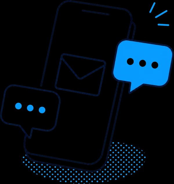 メールとメッセージで通知が届くスマートフォンのイラスト