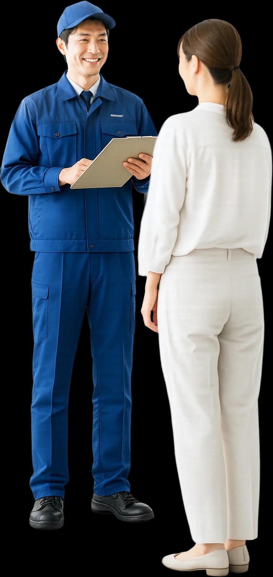 作業スタッフがお客様と会話している様子